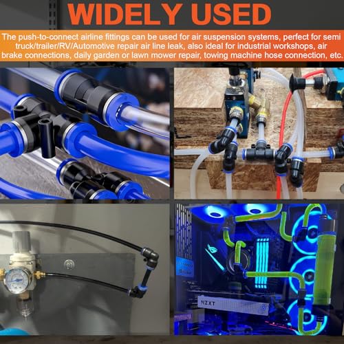70PCS 1/4" OD Push to Connect Air Hose Pneumatic Fittings Assortment Kit - size: 70PCS