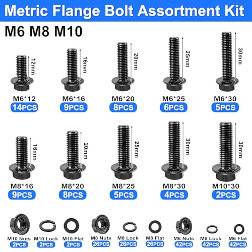 3160Pcs Flange Bolt Assortment, Metric Bolt Kit with Nuts Washers - color: Black - M2 M3 M4 M5 M6x1.0 M8x1.25 M10x1.5