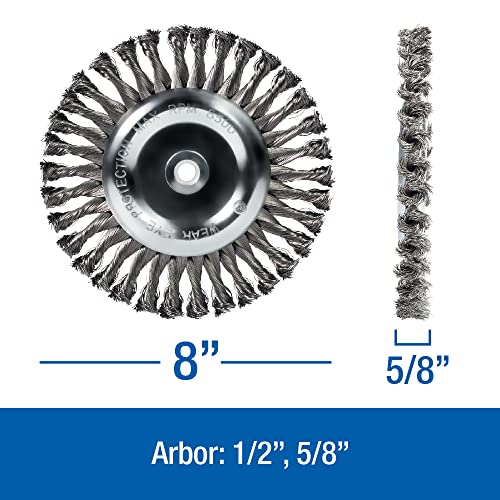 Mercer Industries 184020 - 8" x 5/8" x 1/2", 5/8" Knot Wire Wheel, .014 Carbon Steel - size: 8" x 5/8" x (1/2", 5/8"), style: Knot Wire Wheel