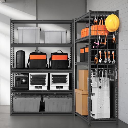 VEVOR Storage Shelves, 2500 lbs, 5 Tier Heavy Duty Garage Shelving, 18" D x 48" W x 72" H Adjustable Metal Shelves for Industrial Shelving Unit Utility Shelf, for Kitchen, Warehouse, Basement, Black - color: Black, size: 18" D x 48" W x 72" H