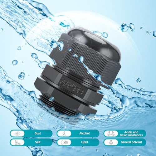 20 Pcs 3/4" NPT Cable Glands Waterproof Strain Relief Connector - color: 20 Pcs 3/4" NPT