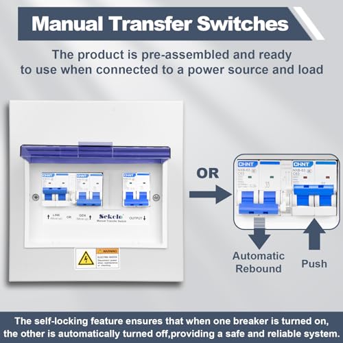 63 Amp Generator Transfer Switch, 120/240V Prewired Manual Transfer Switch