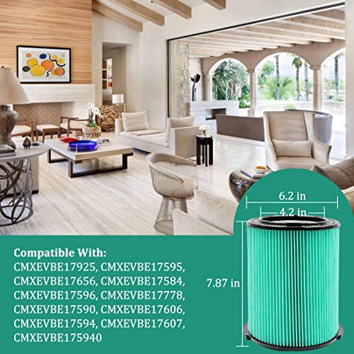 GIB 2Pack 38753 CMXZVBE38753 HEPA Filter for Craftsman Shop Vac 5-20 Gallon - color: Green