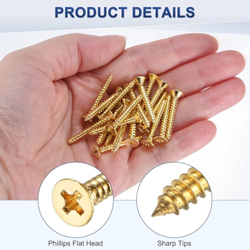 M METERXITY 100-Pack Brass Wood Screws M3.5 x 25mm Phillips Flat Head Self-Tapping Screw Connector Fasteners for Door Hinges/Woodworking/Furniture Repair/Gardening/DIY Crafts Decorative Screws - size: M3.5x25mm