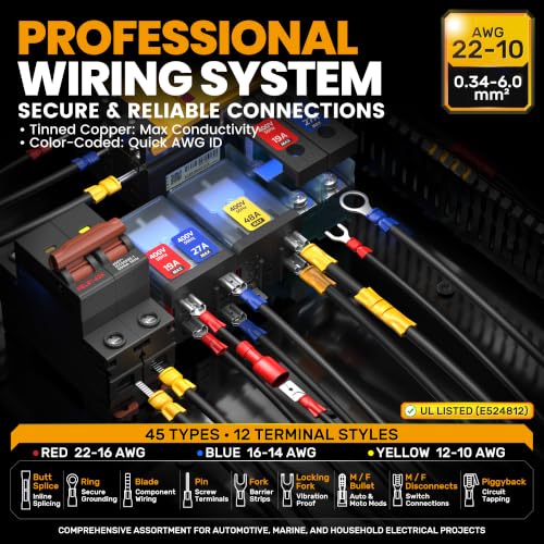 SOMELINE Wire Terminal Crimping Tool Kit, 22-10 AWG with 45-Type Connectors