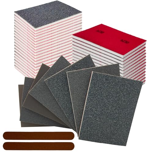 26PCS Hook & Loop Sanding Sponge, Washable and Reusable Sanding Blocks - size: Mix 2(120-400 1000/3000 Grit)
