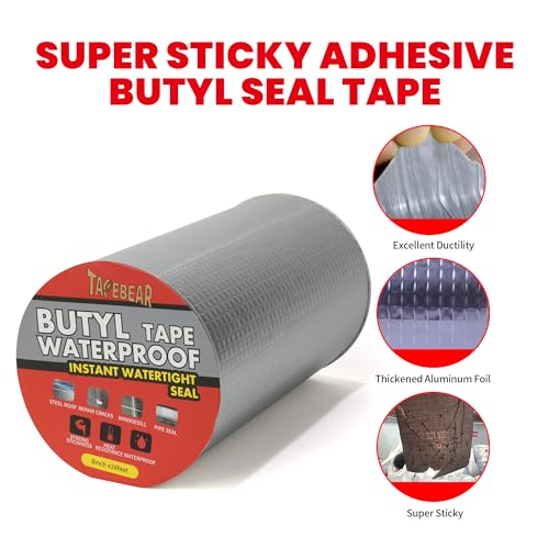 TAPEBEAR Butyl Tape Waterproof Sealing Tape 8inch x16feet Roof Leak Patch - size: 8inch x16.4feet