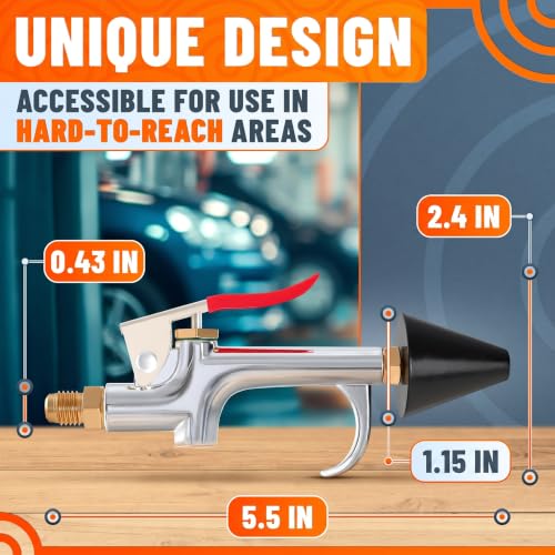 Air Nozzle Blow Gun for Compressor, 1/4 In Stainless Steel HVAC Tool