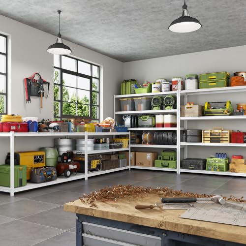 60" W Garage Shelving, 3000lb Heavy Duty Shelving - color: White, size: 60"W x 20''Dx 78"H