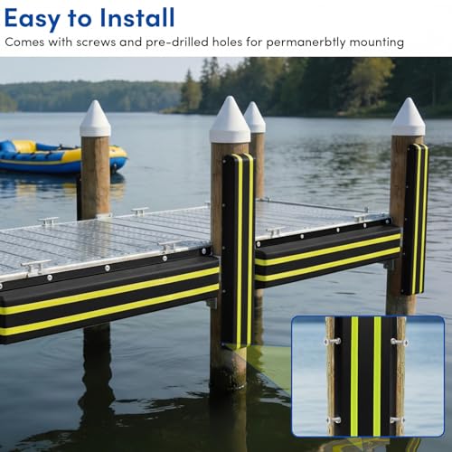 Dock Bumpers 36 Inch/48 Inch/58 Inch/72 Inch, Boat Dock Bumpers with Upgrade Reflective Strip and Stainless Steel Screws, Dock Fenders Bumper Guards Marine Grade (Black/White/Gray) -1 Pack 2 Pack - color: Black, style: 48in-2pack