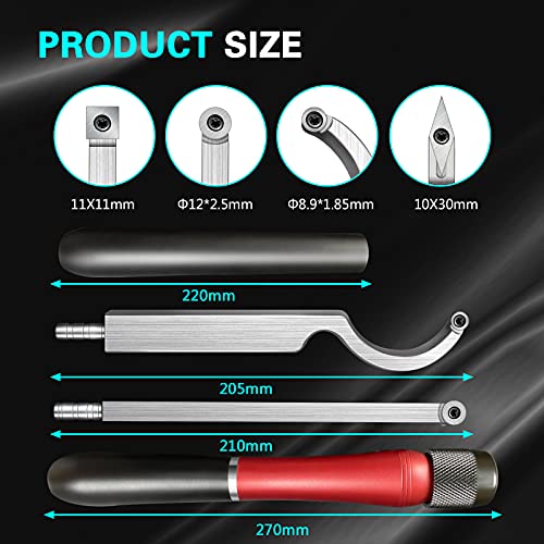 Carbide Wood Lathe Turning Tools, Aogbra Quick Replacement Turning Tools Set, Latest Version Lathe Full Size Rougher Finisher Swan Neck Hollowing Tools - color: Upgrade