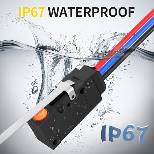 Joinfworld Waterproof Micro Limit Switch with Long Straight Hinge Lever SPDT 3 PIN 10A 125 250V Micorswitch with Pre-Wired for Arduino, Appliance and Electronic - 2Pack - style: WS2-Hinge Lever