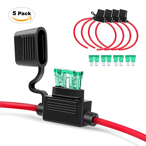 Nilight - 50030R 120 pcs Standard Blade Fuses 5A/7.5A/10A/15A/20A/25A/30A AMP Assorted Set With 5 Pack 12AWG ATC/ATO Inline Fuse Holder, 2 Years Warranty - color: 120Pcs ATC/ATO Fuse + 12AWG Holder 5