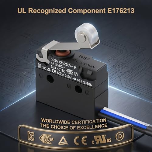 3 Pack IP67 Waterproof Micro Switch, UL Recognized Component - size: WS1-Roller Lever