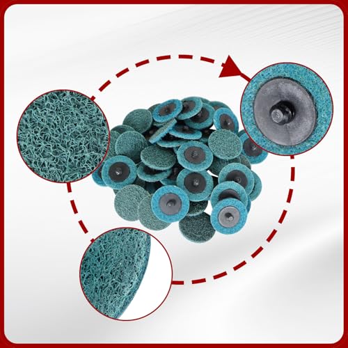 findmall 50Pcs 2 Inch Blue Quick Change Surface Prep Conditioning Discs, Fine Grit for Cleaning, Finishing and Deburring on Metals