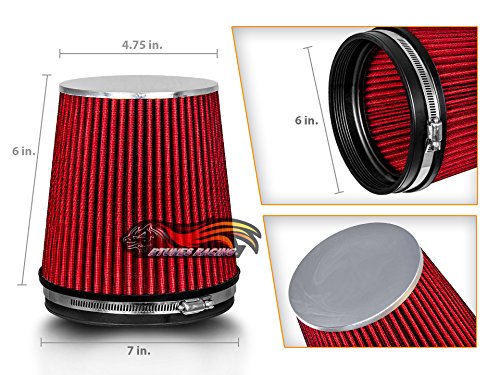 Rtunes Racing 6-Inch 152mm Short Truck Dry Cone Air Filter, Red, 6-Inch - size: Short Truck 6"