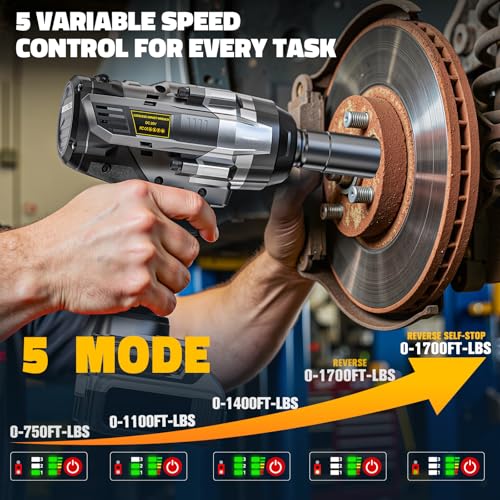 Cerycose Cordless Impact Wrench 1/2 inch Compatible with DeWalt 20V Battery: 1700FT-LBS High Torque Impact Wrench with 6 Sockets & Case - Brushless Electric Impact Gun LED Work Light, Bare Tool - size: 1/2inch, style: Fit for DeWalt(include 6 Sockets)