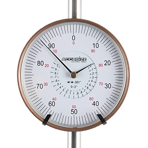 Accusize Industrial Tools Agd2 Style 0-2'' by 0.001'' Dial Indicator with A 3'' Big Face, Lug Back, P900-S090 - size: 0-2" x 0.001" with big face