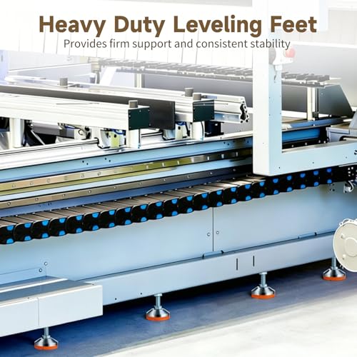 4PCS Heavy Duty Leveling Feet, M12 Thread Adjustable Leveler Feet, 2.36 in Anti-Vibration Rubber Base, 1102 lbs Load Capacity, Carbon Steel Leg Leveler for Workbench, Machine (Orange, D60xM12x50) - color: Orange, size: D60xM12x50