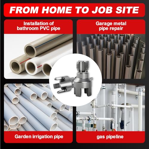 2PCS Pipe Threading Tool, 1/2" & 3/4" Dual-Function Internal & External Pipe Threader Kit, Alloy Steel Thread Cutting Tool for Water Pipes, Electric Drill Compatible, Fast DIY Plumbing Solution