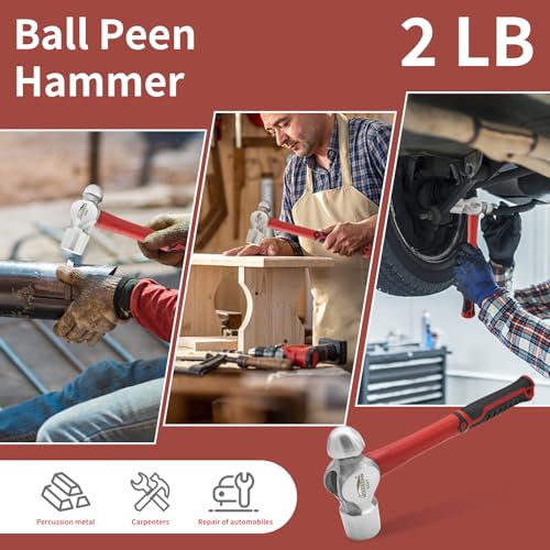 2 Lb Ball Peen Hammer, Big Ball Pin Hammers, Metal Mechanic Hammer