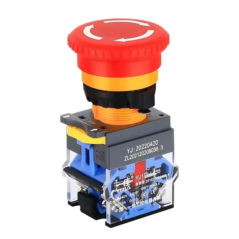 E-Stop Start Stop Push Button Station w/Lockable Cover, Green/Red IP67 - color: Red/green instantaneous emergency stop switch box