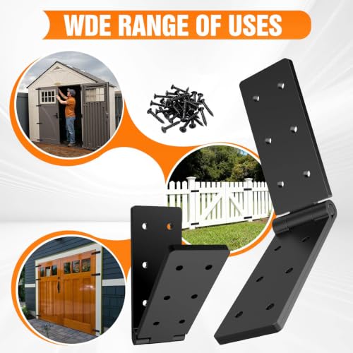 Heavy Duty Hinges 270 Degree Folding Gate Hinge Outdoor Doors Black 2PCS - size: Black-2pcs