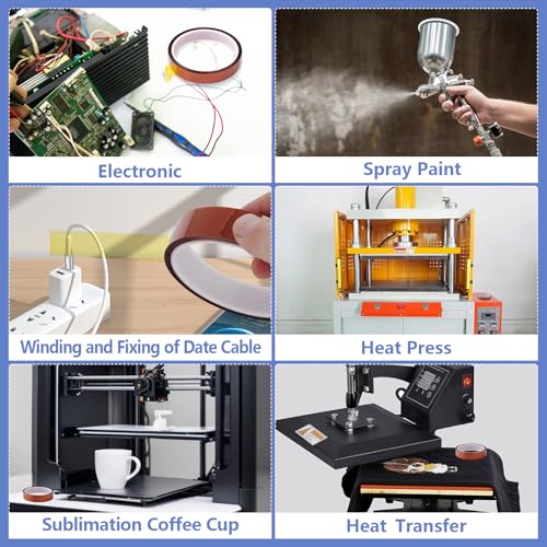 4 Rolls 20mm×25m (82Ft) Heat Tape, Sublimation Heat Resistant Transfer Tape