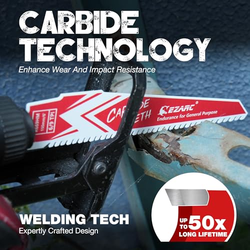 EZARC Carbide Reciprocating Saw Blades, 9-Inch 6/9TPI, Wood, Metal, 3-Pack - size: 9 inch, style: 6/9TPI
