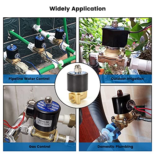 Brass Electric Solenoid Valve 12V 1/4"(inch) Pneumatic Air Valve Normally Colsed for Water Air Gas Fuel Oil - size: 1/4"-12V