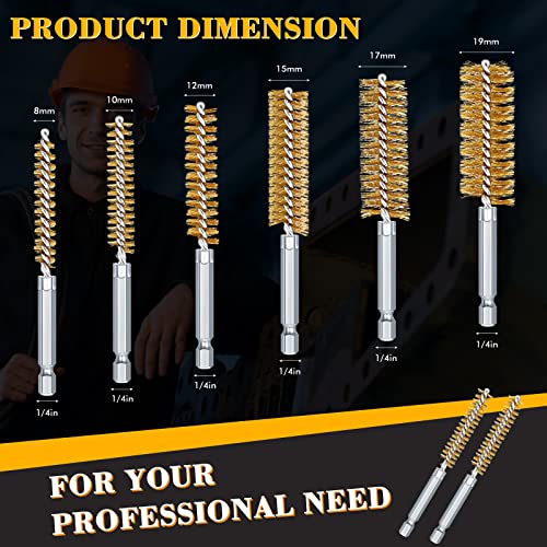 12 Pieces Bore Brush for Drill Wire Bore Brush Set - style: Brass