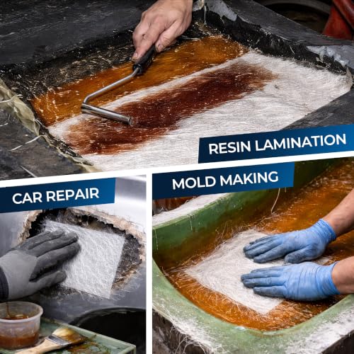 Fiberglass Chopped Strand Mat Roll, 1.5 oz, 4 in x 5 Yards, Fiberglass Mat for Boat Repair, Auto Body Repair, Compatible with Polyester & Vinyl Ester Resin - size: 4" x5Yards