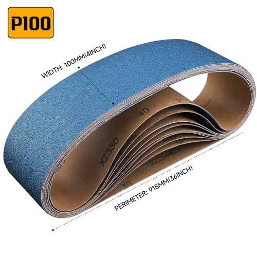 10-Piece Premium 4 x 36 Inch Zirconia Sanding Belts 100 Grit - color: 100 Grit, size: 4x36 Inch