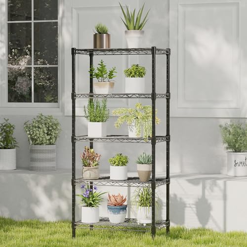 DUMOS 5-Tier Metal Storage Shelves, Wire Shelving, Storage Rack, 23.2" W - color: 5 Tiers-59.8"h, size: Type 1 without wheels