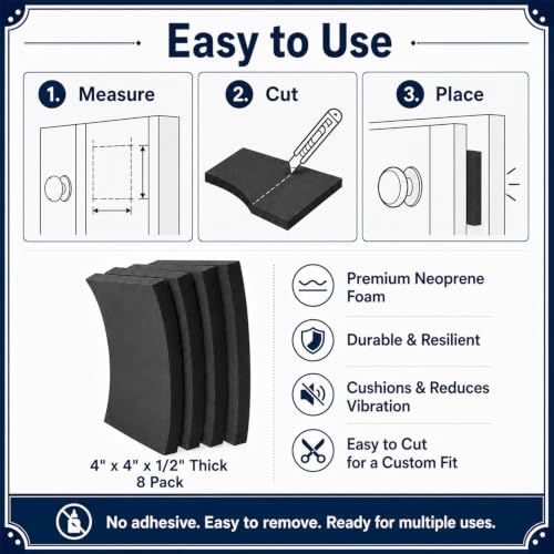 8 Pcs Non Adhesive Neoprene Foam Padding Sheets, Black
