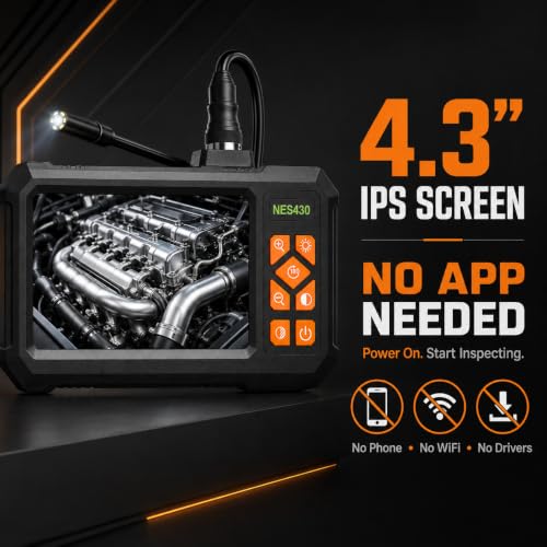 Endoscope Camera with Light, 4.3" IPS Screen, 1080P, 49.2FT Cable - size: 49.2FT