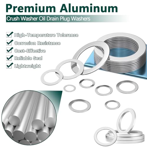 600PCS Oil Drain Plug Gasket Kit,18 Sizes Aluminum Crush Washers Assortment Kit,Automotive, Crush Washer Oil Drain Plug M6 M8 M10 M12 M14 M16 M18 M20 M22 M24 - color: Oil Drain Plug Gasket - 600 Pcs
