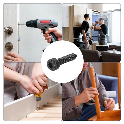 uxcell M4 Hex Socket Head Cap Self-Tapping Screw, 50Pcs M4x18mm 304 Stainless Steel, Hexagon Socket Head Tapping Screws, Hex Drive, Self Tapping Point - Black - size: M4x18mm