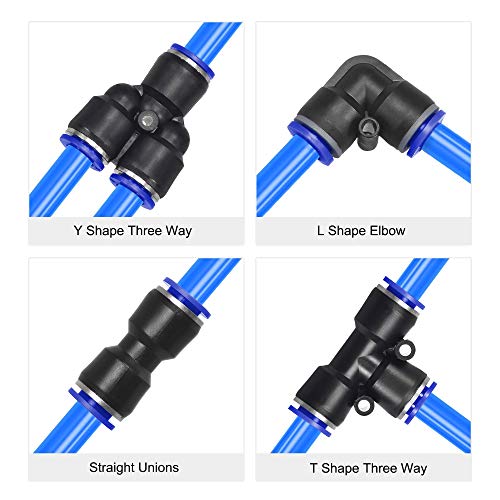uxcell Pneumatic Air Hose Tubing Blue with Connect Fitting Kit - color: Blue