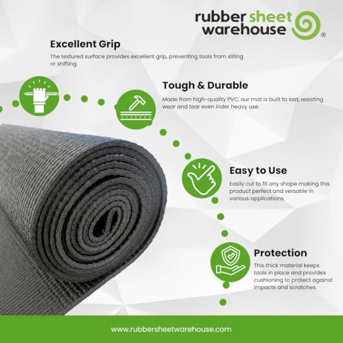 Rubber Sheet Warehouse | Tool Box Mat for Protecting Your Tools, Padding Work Surfaces, Industrial Grade | 16 inch Wide x 6 ft Long (PVC)