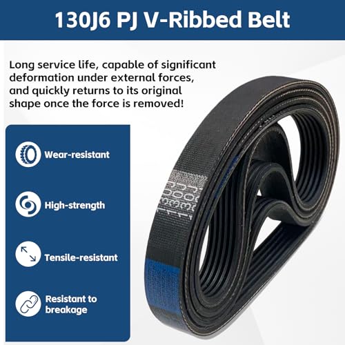 4 Pack 130J6 PJ V-Ribbed Belt, 6 Ribs, 13" EPDM Poly V Belt - color: BLACK