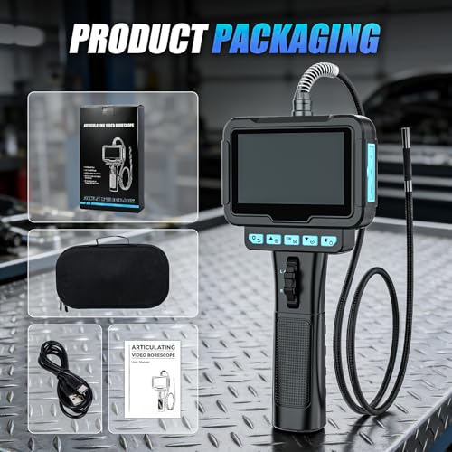 Two-Way Articulating Borescope, 210° Endoscope Camera with Light