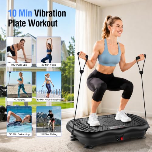 Vibration Plate Exercise Machine with 200 Speeds & 10 Presets - color: Black