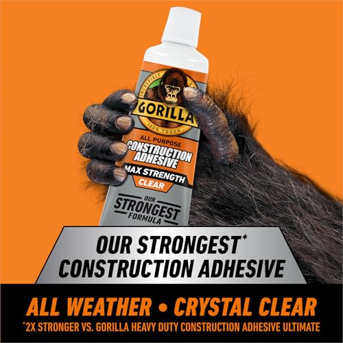 Gorilla Max Strength Construction Adhesive, Clear, 2.5 oz - size: 2.5oz, style: 1 Pack