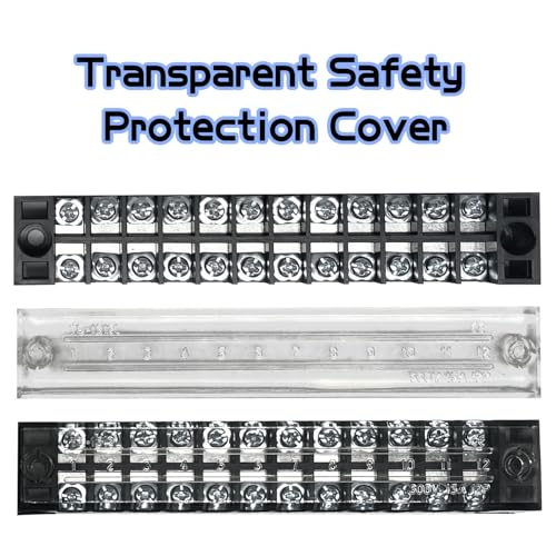 4 Sets 12 Positions 600V 15A Terminal Blocks Ground Circuit Dual Row Bus Bar Wire Screw Terminal Block Kit with Cover 600V Pre Insulated Terminal Strip WW004-1512 - size: 15A 12P