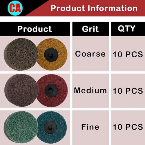 31Pcs 3" Surface Conditioning Disc, Quick Change Sanding Discs with 1/4" Shank Holder for Die Grinder Prep Strip Grind Polish Finish Burr Rust Paint Removal - style: 3" Surface Sanding Disc