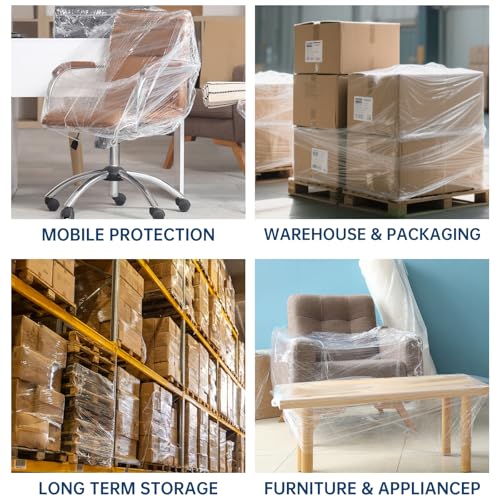 Stretch Film Shrink Wrap Roll 20" x 1500FT, Heavy Duty Stretch Wrap 4 Pack - size: Clear 20in 4Roll