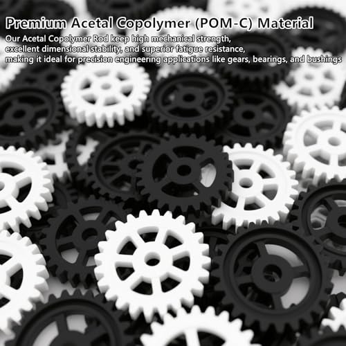 2-Pack Acetal Copolymer Round Rods (POM-C) 2" Diameter – High-Strength Engineering Plastic Rod 10 Inch Length,Perfect for Non-Marring Fixture, Opaque White/Black - color: White, size: 2" Diameter, 9.8" Length