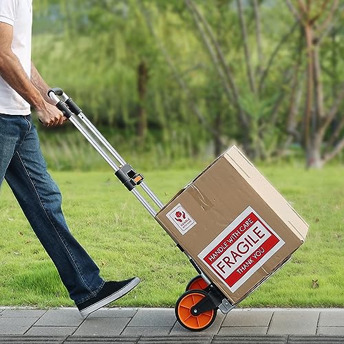 VEVOR Folding Hand Truck and Dolly, 309 Lbs Capacity, Aluminum Foldable Cart, Heavy-Duty Luggage Trolley Cart with Telescoping Handle and PP+TPR Wheels for Home, Office, Shopping, Travel - size: 309 lbs