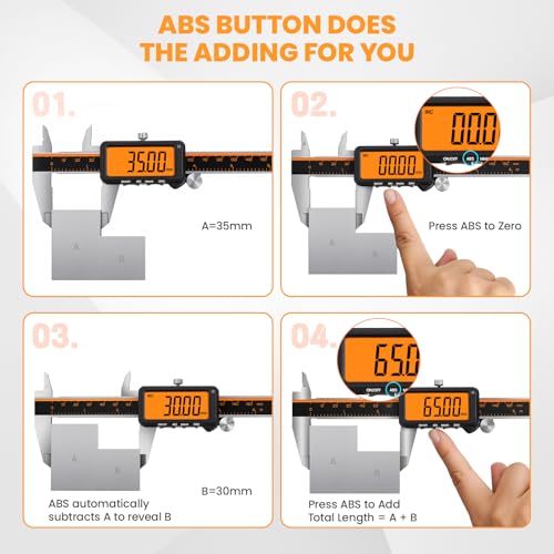 HARDELL Digital Caliper 6" USB-C – Anti-Glare Orange Screen(No Backlight)